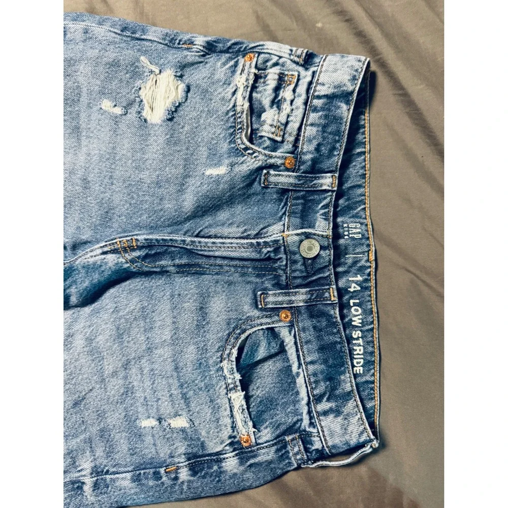 Gap Kids Size 14 Low Stride Jeans Zip Fly Wide Leg Pockets Cotton No Stretch 25